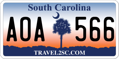 SC license plate AOA566