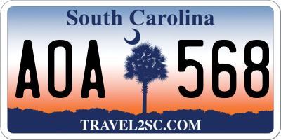 SC license plate AOA568