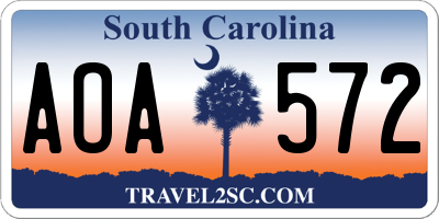 SC license plate AOA572