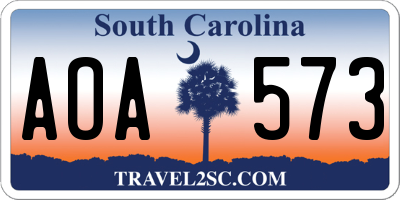 SC license plate AOA573