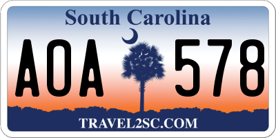 SC license plate AOA578