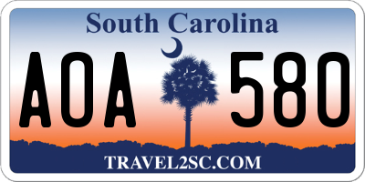 SC license plate AOA580