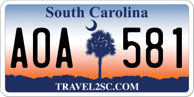 SC license plate AOA581