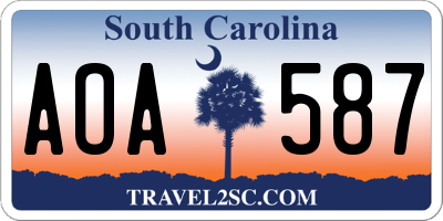 SC license plate AOA587