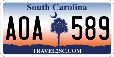 SC license plate AOA589