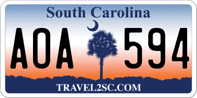 SC license plate AOA594