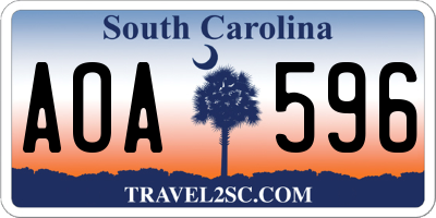 SC license plate AOA596