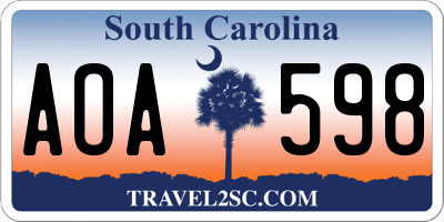 SC license plate AOA598