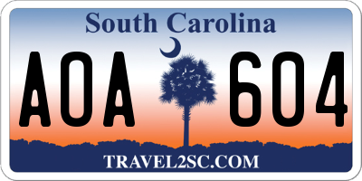 SC license plate AOA604