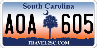 SC license plate AOA605
