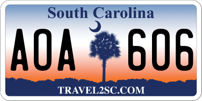 SC license plate AOA606