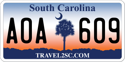 SC license plate AOA609
