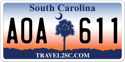 SC license plate AOA611