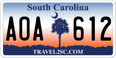 SC license plate AOA612