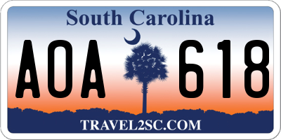 SC license plate AOA618