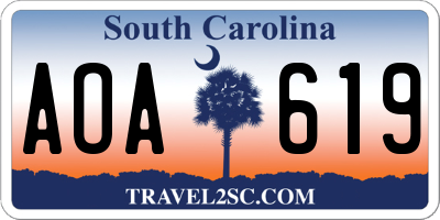 SC license plate AOA619