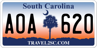 SC license plate AOA620
