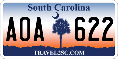 SC license plate AOA622