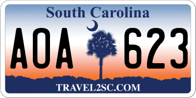 SC license plate AOA623