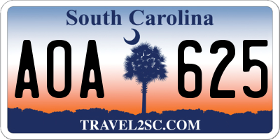 SC license plate AOA625