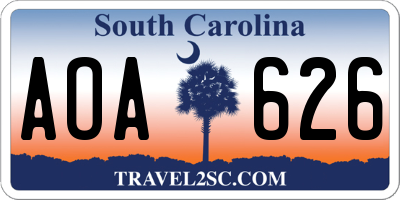SC license plate AOA626