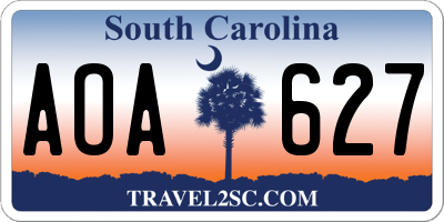 SC license plate AOA627