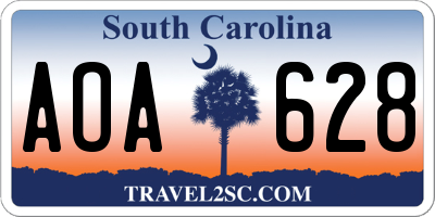SC license plate AOA628