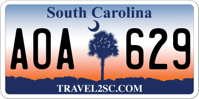SC license plate AOA629