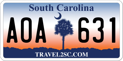 SC license plate AOA631