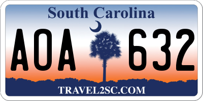 SC license plate AOA632