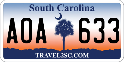 SC license plate AOA633