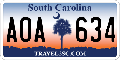 SC license plate AOA634