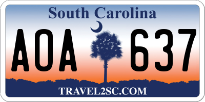 SC license plate AOA637