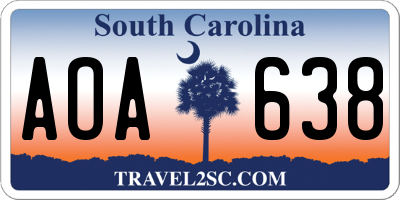 SC license plate AOA638