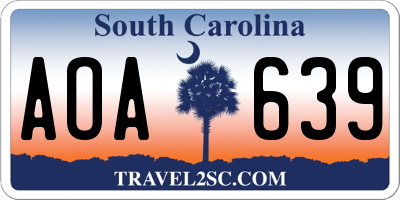 SC license plate AOA639