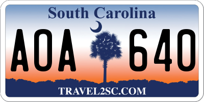 SC license plate AOA640