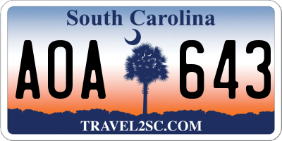 SC license plate AOA643