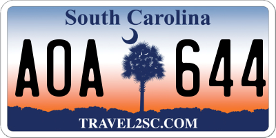 SC license plate AOA644