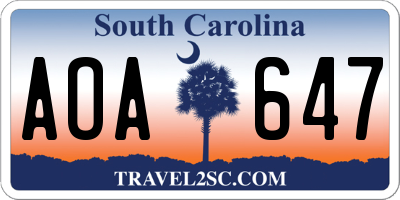 SC license plate AOA647