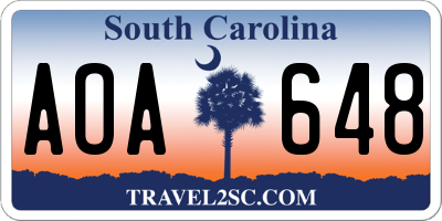 SC license plate AOA648