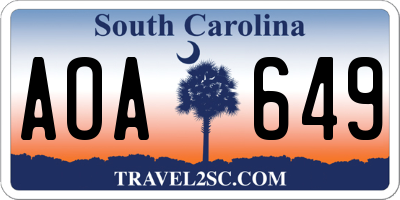 SC license plate AOA649