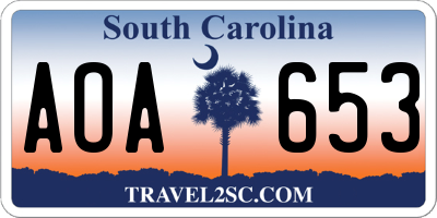 SC license plate AOA653