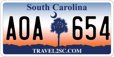 SC license plate AOA654