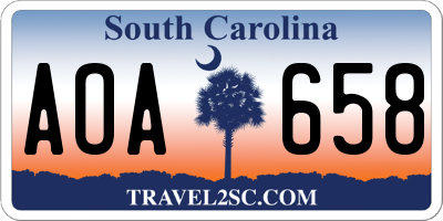 SC license plate AOA658