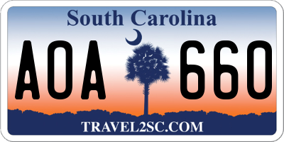 SC license plate AOA660