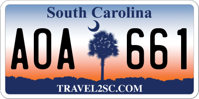 SC license plate AOA661