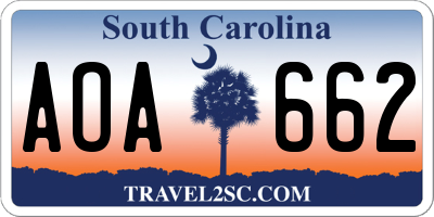 SC license plate AOA662