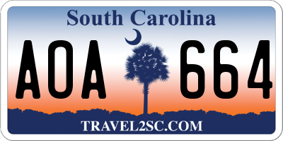 SC license plate AOA664