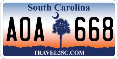SC license plate AOA668