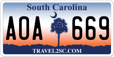 SC license plate AOA669